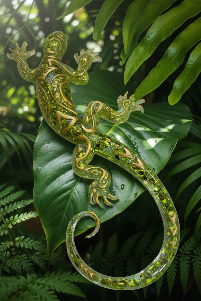 Gecko on Jungle Background