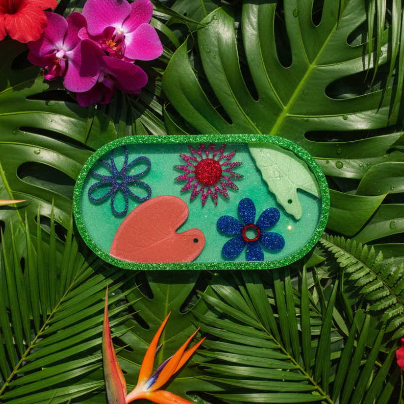 Glitter Garden Tray — Botanical Background