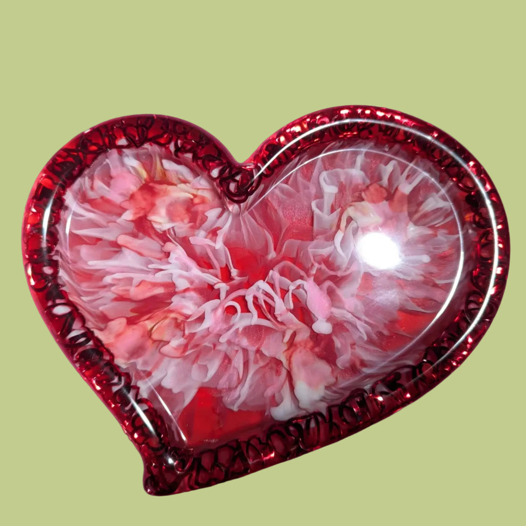 Resin Heart Jewelry Tray Fire & Smoke