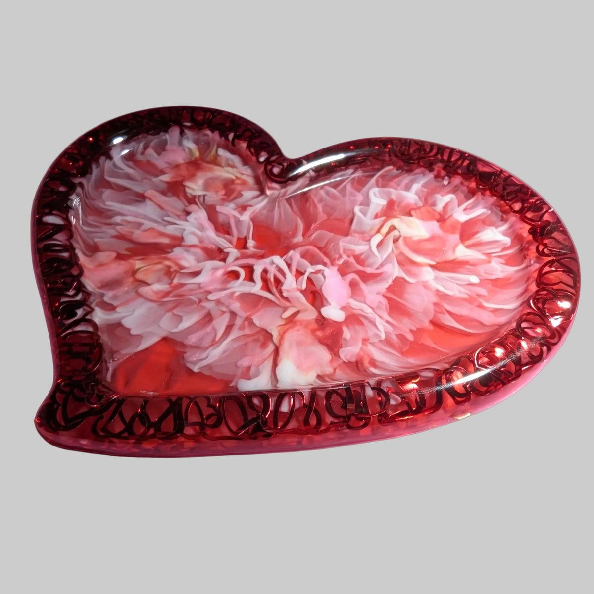 Resin Heart Jewelry Tray Fire & Smoke