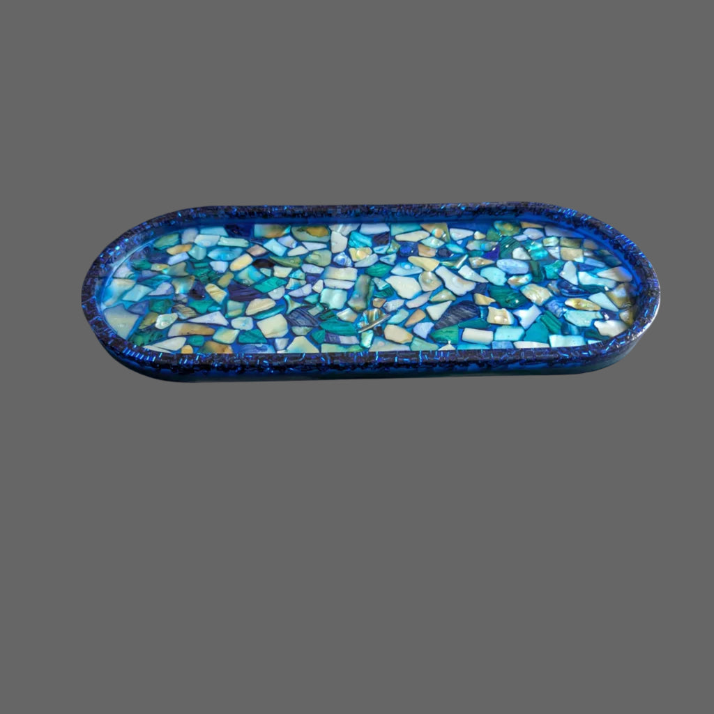 Ocean Mosaic Big Resin Art Tray