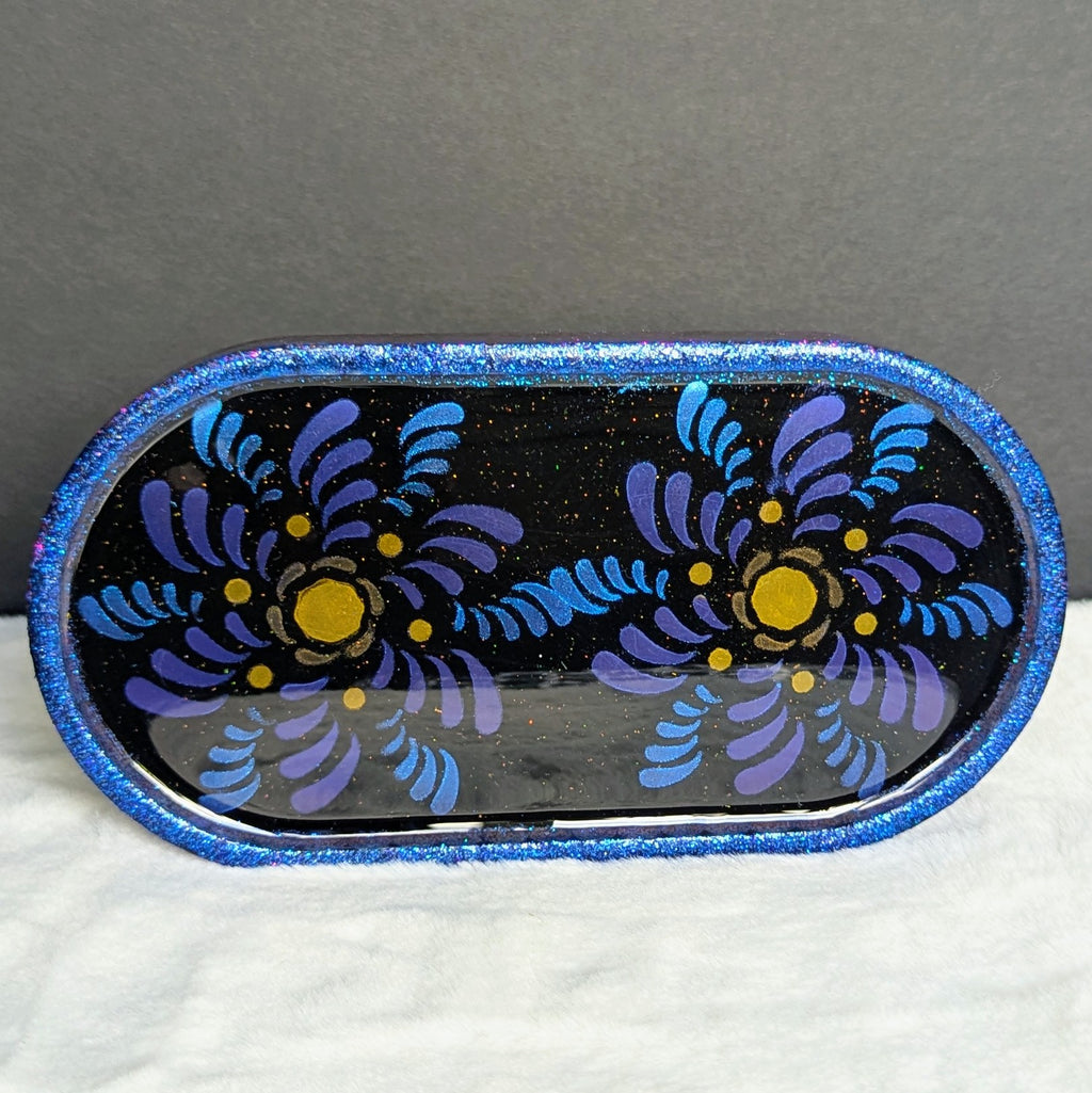 Blue Spiral Flower Unique Jewelry Tray