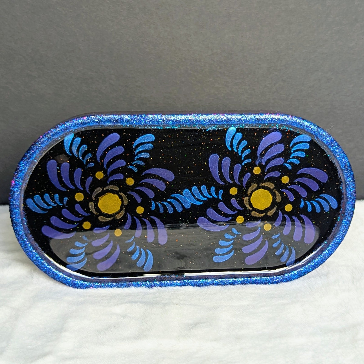 Blue Spiral Flower Unique Jewelry Tray