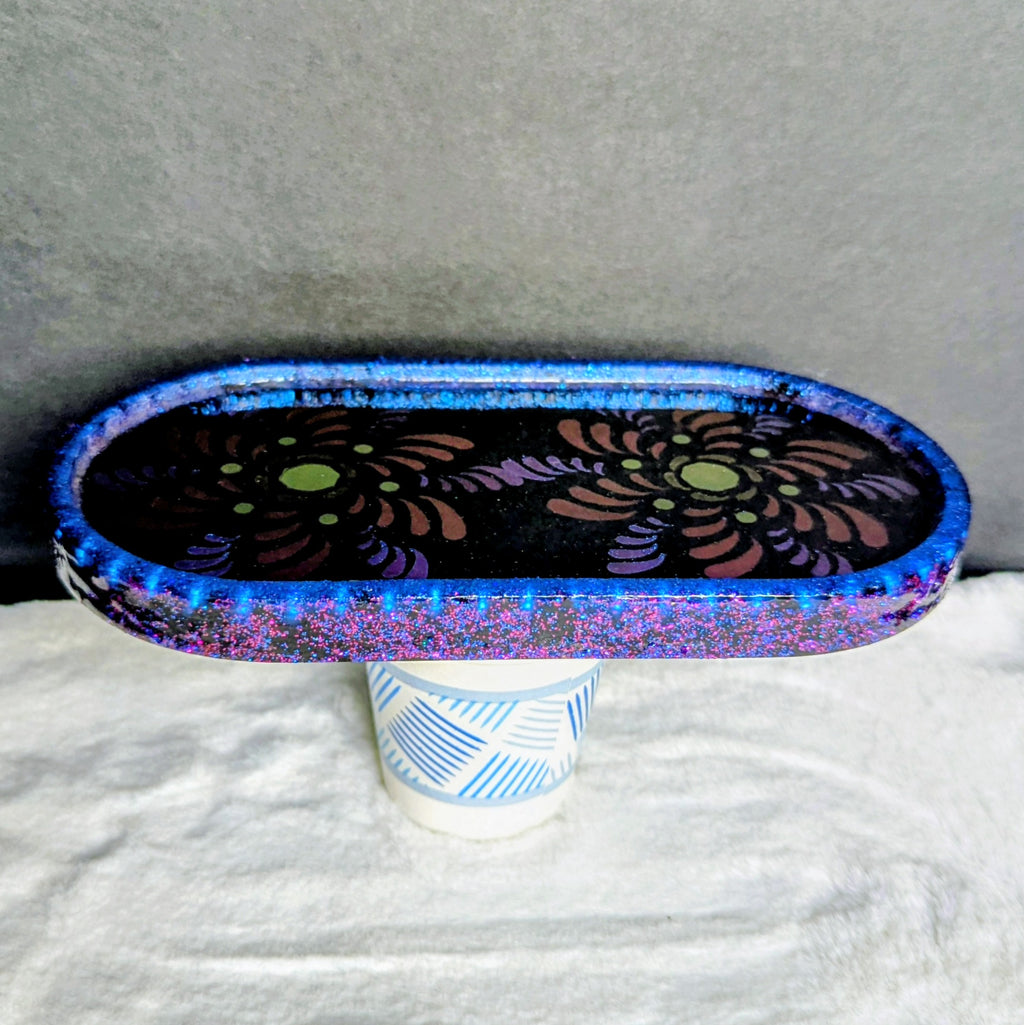 Blue Spiral Flower Unique Jewelry Tray
