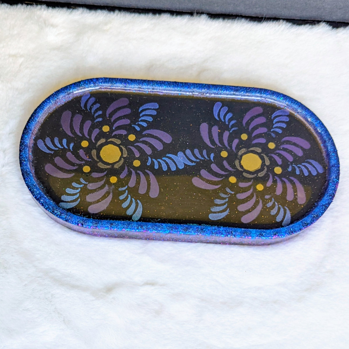 Blue Spiral Flower Unique Jewelry Tray