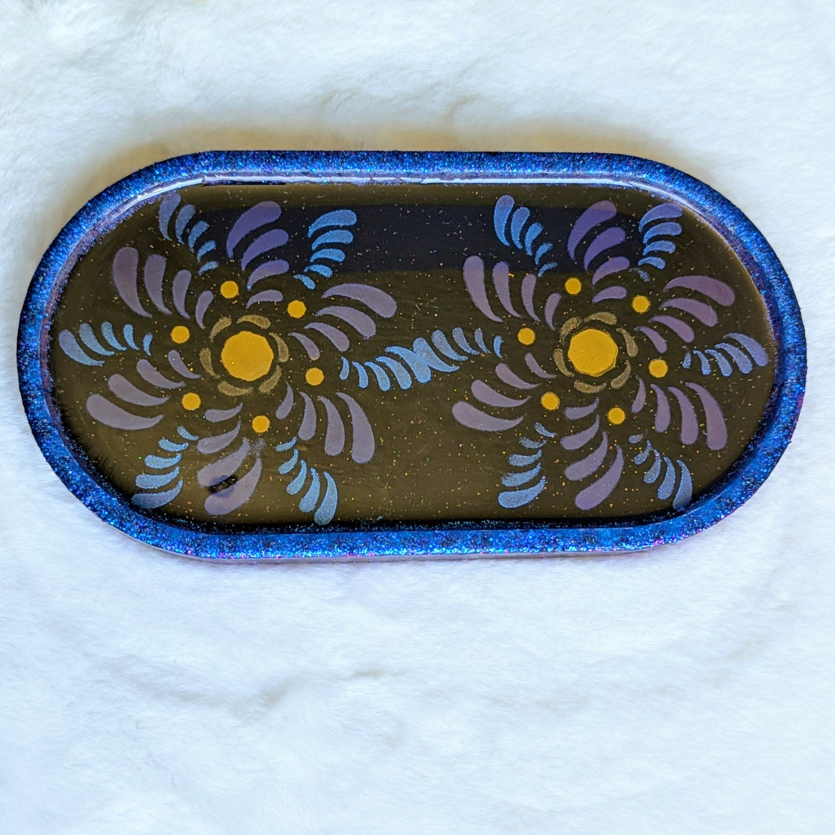 Blue Spiral Flower Unique Jewelry Tray