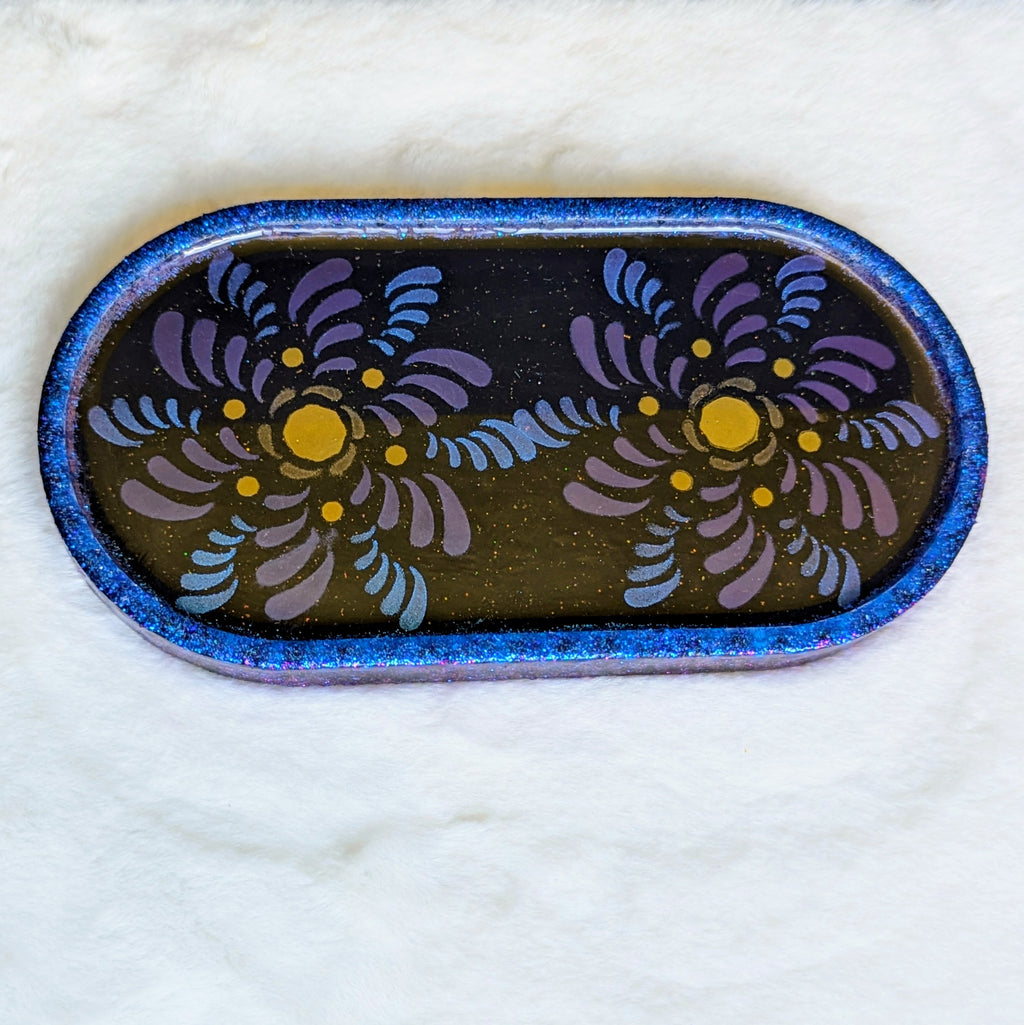 Blue Spiral Flower Unique Jewelry Tray