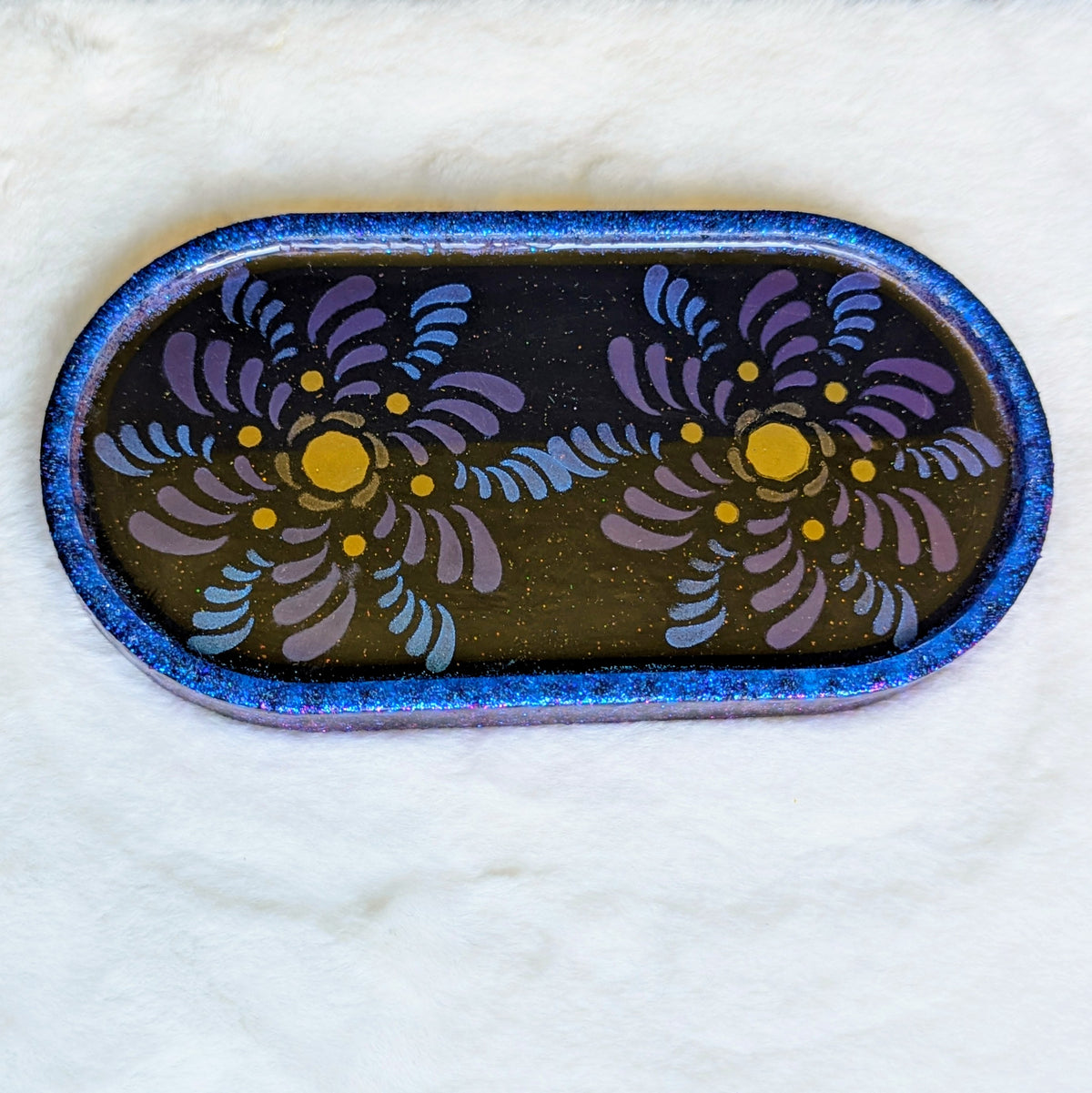 Blue Spiral Flower Unique Jewelry Tray