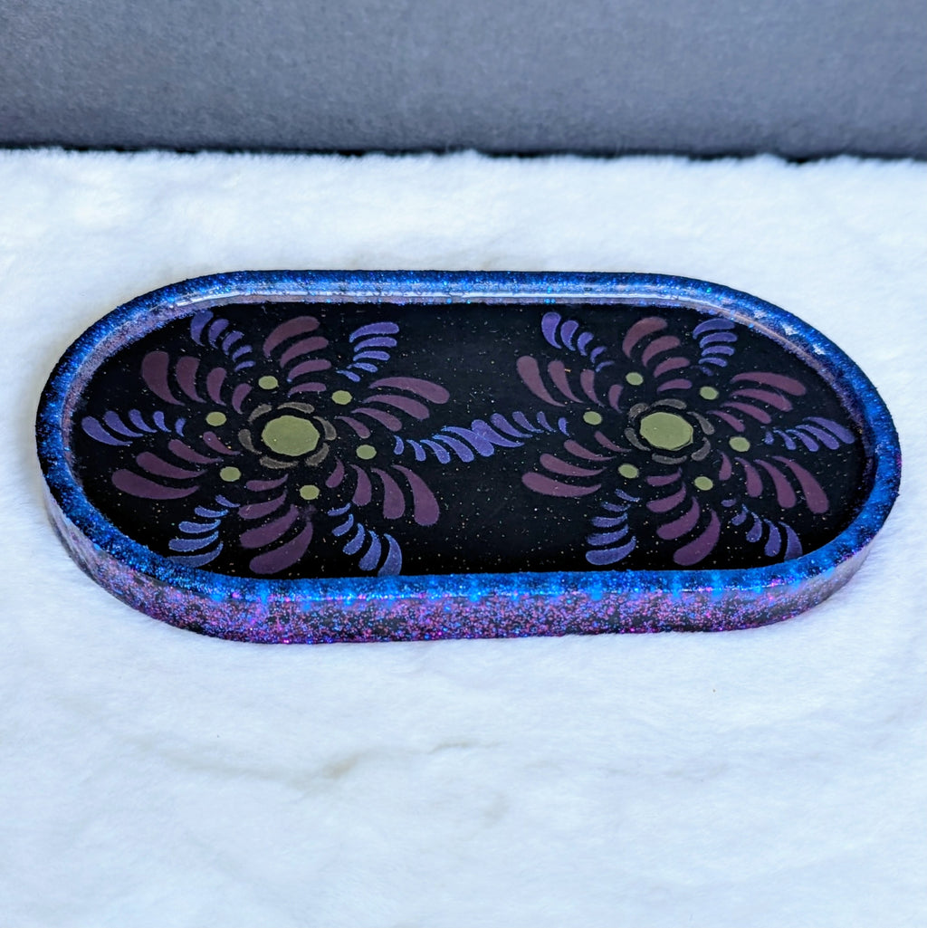 Blue Spiral Flower Unique Jewelry Tray