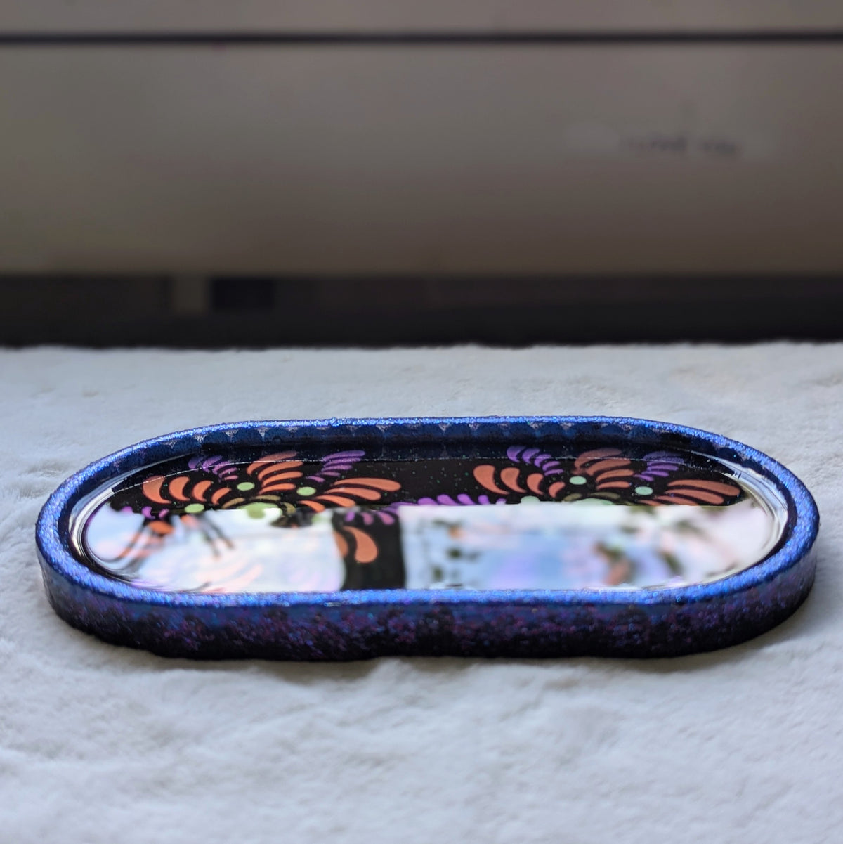Blue Spiral Flower Unique Jewelry Tray
