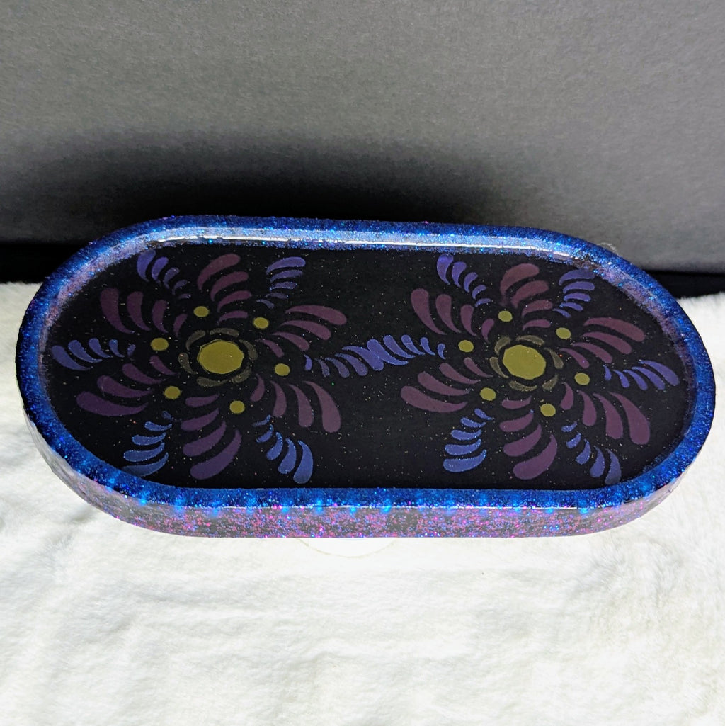 Blue Spiral Flower Unique Jewelry Tray