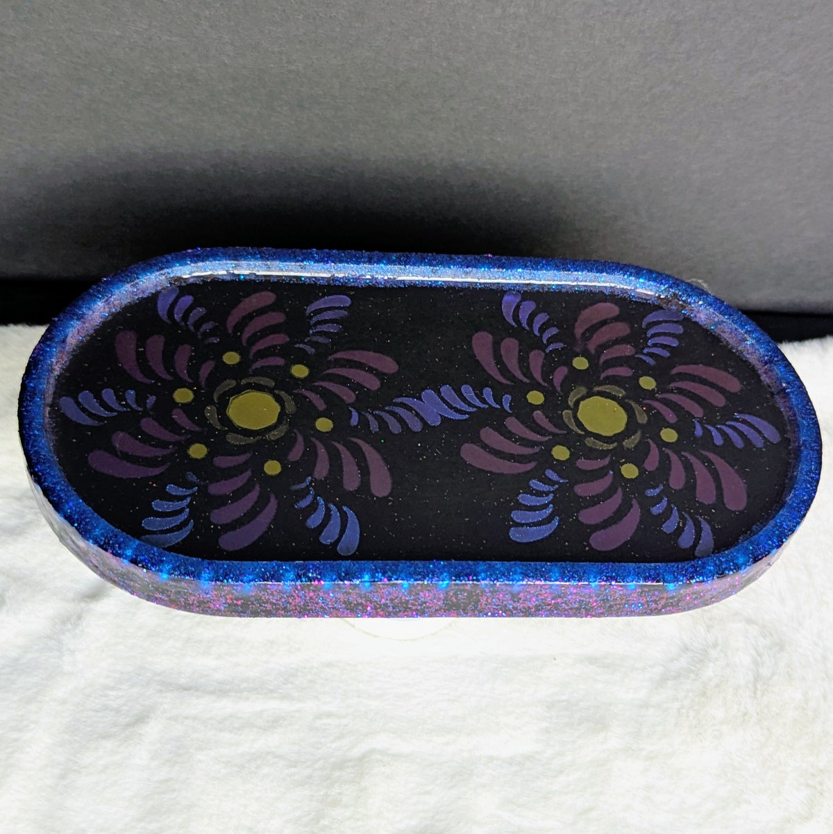 Blue Spiral Flower Unique Jewelry Tray
