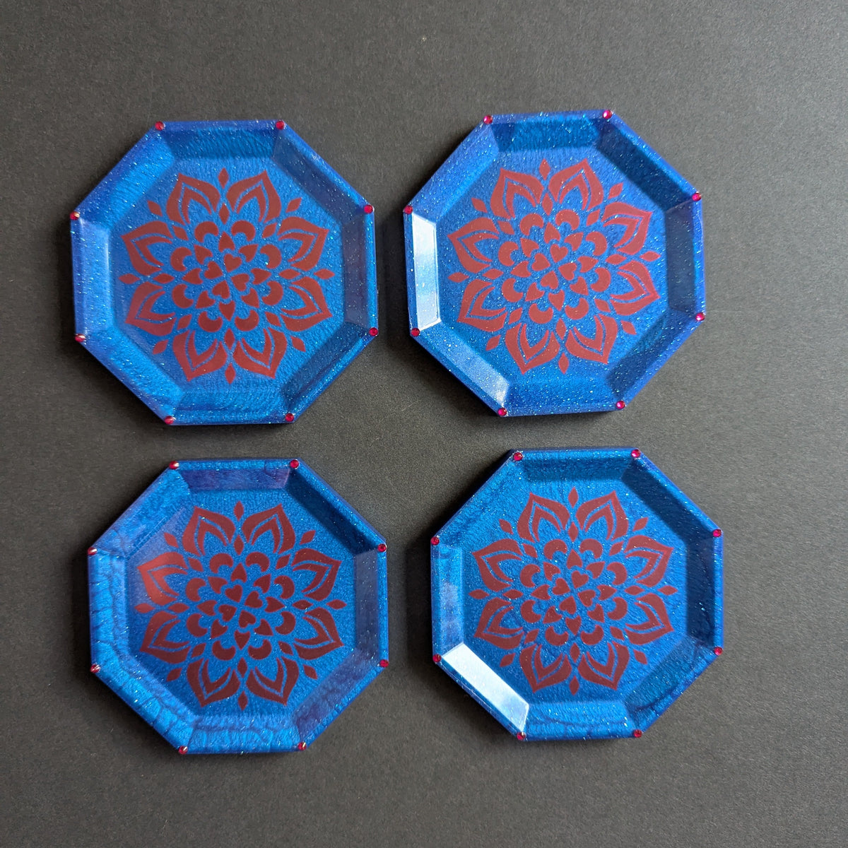 Blue Mandala Resin Coasters – Set of 4