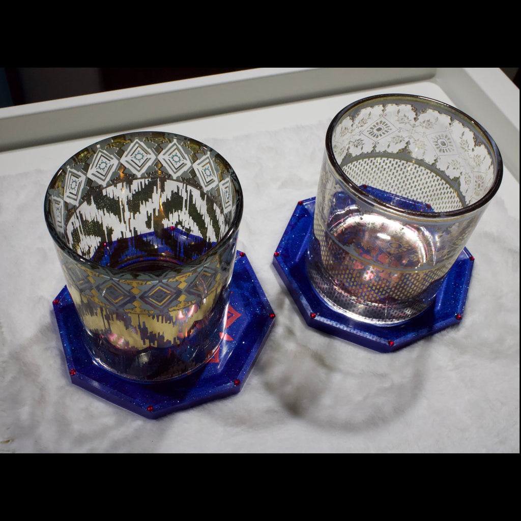 Blue Mandala Resin Coasters – Set of 4