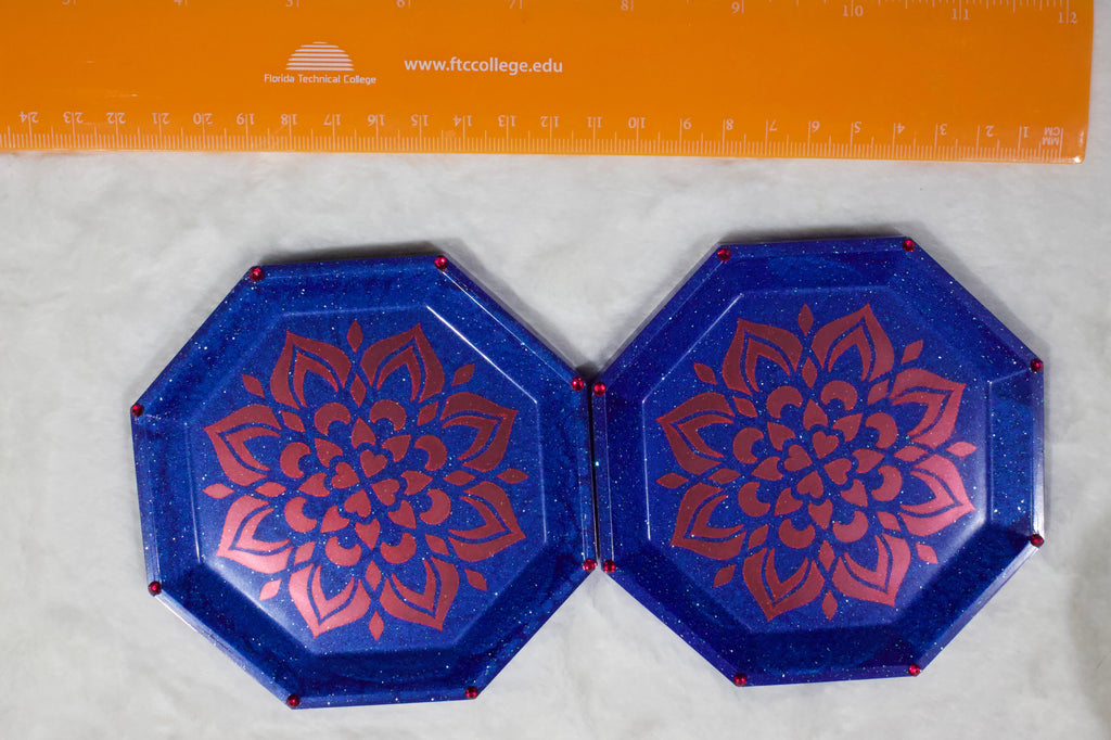 Blue Mandala Resin Coasters – Set of 4