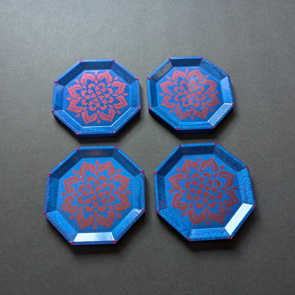 Blue Mandala Resin Coasters – Set of 4