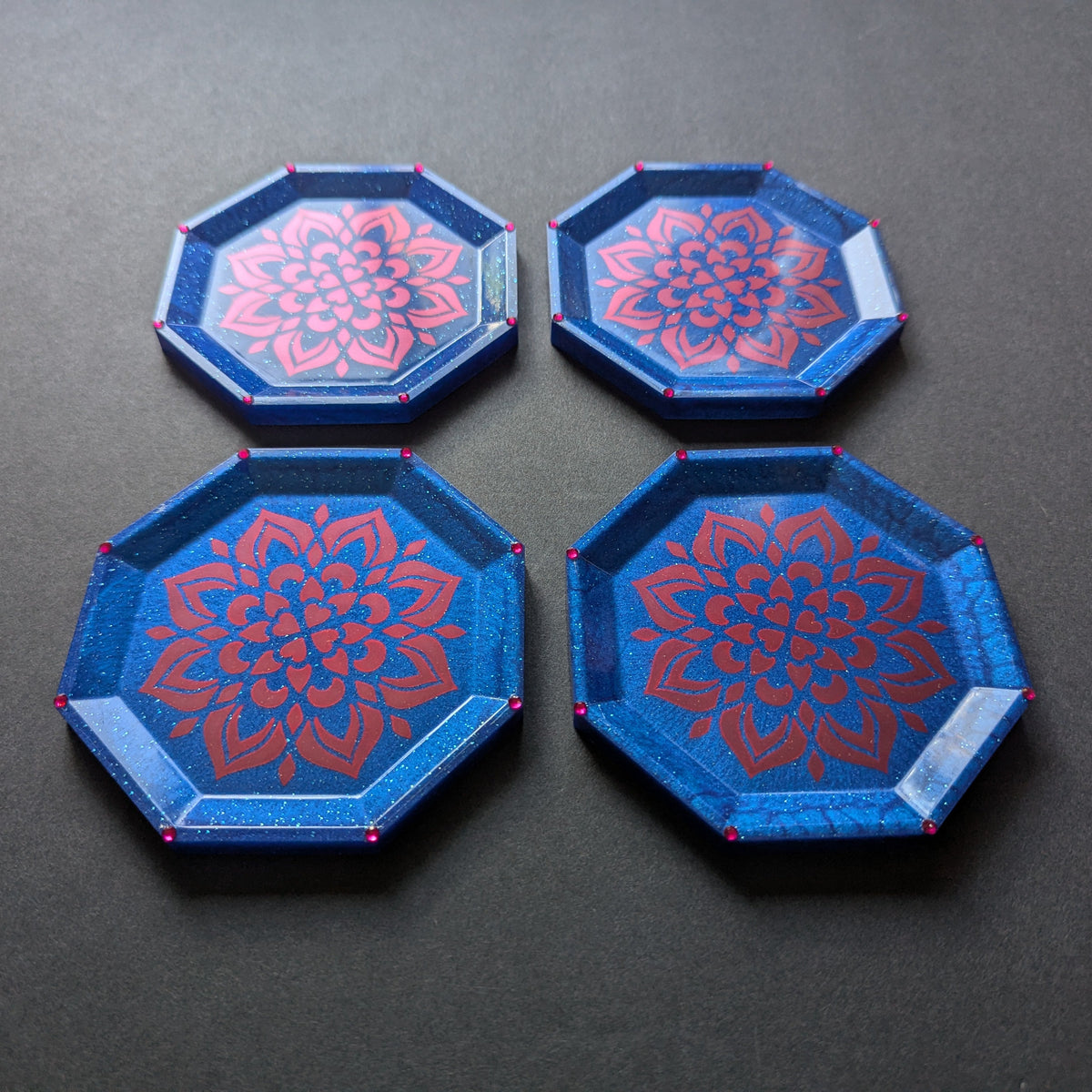 Blue Mandala Resin Coasters – Set of 4