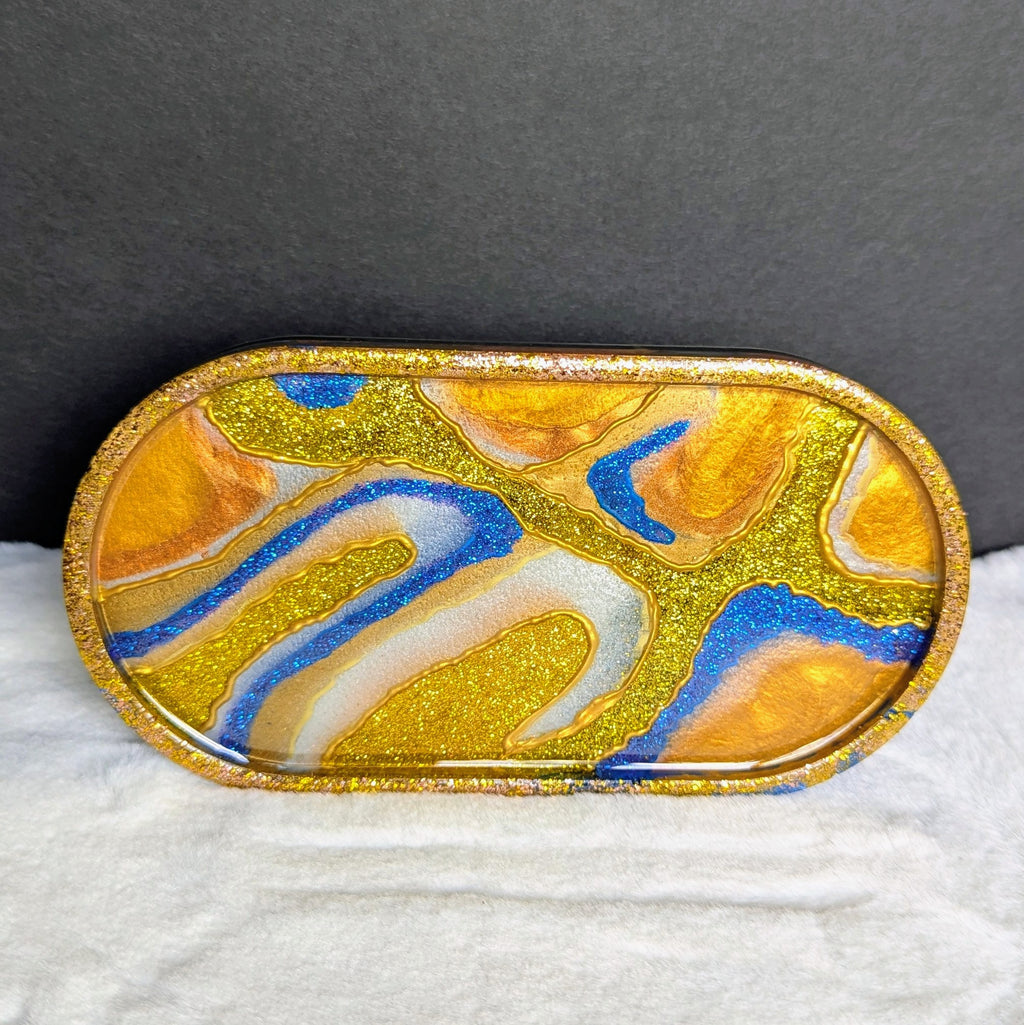 Gold & Blue Unique Geode-Inspired Jewelry Tray