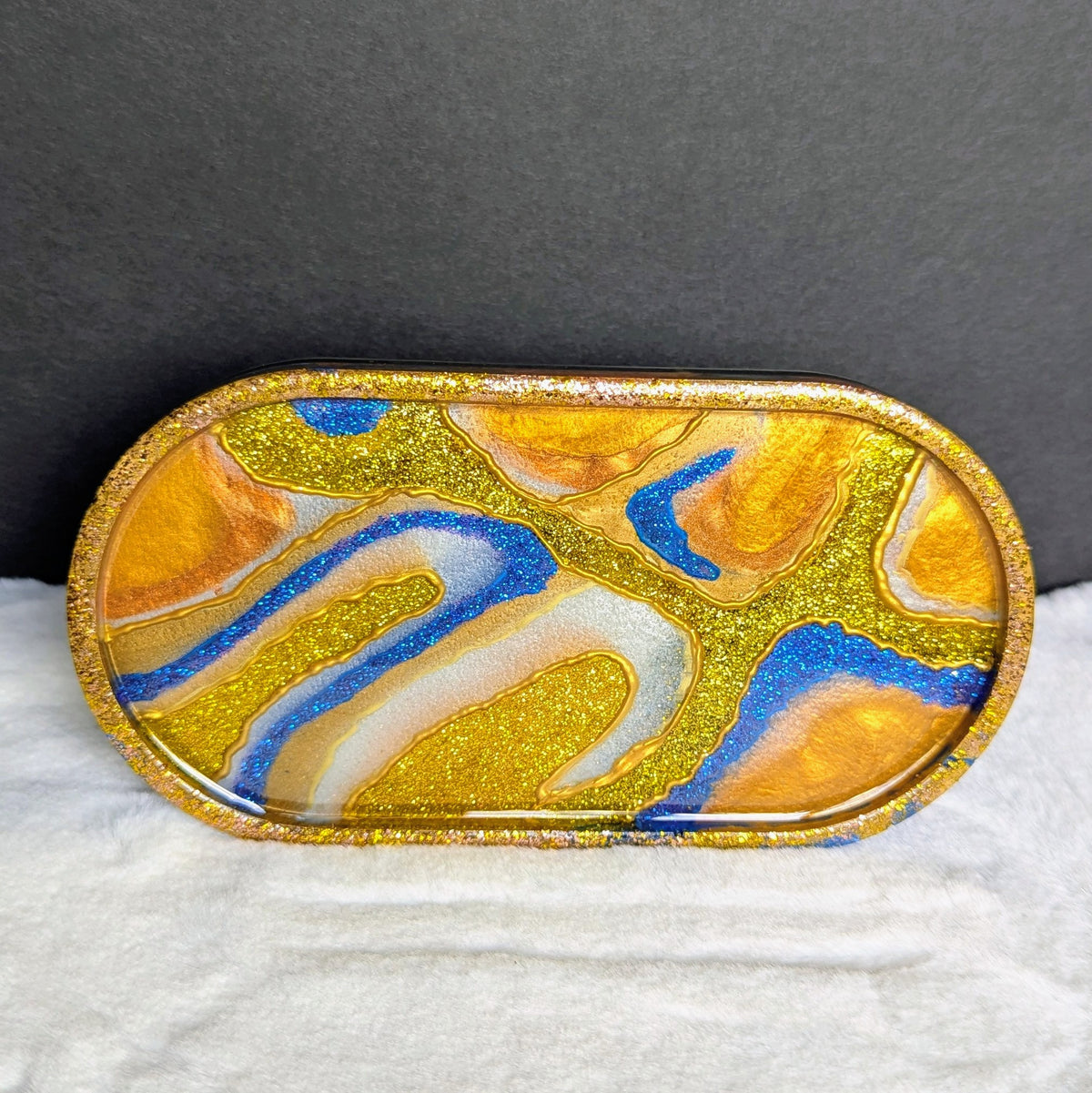 Gold & Blue Unique Geode-Inspired Jewelry Tray