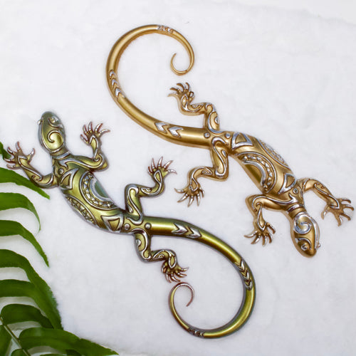 Gold and Bronze Tribal Resin Salamander Magnet — Handmade