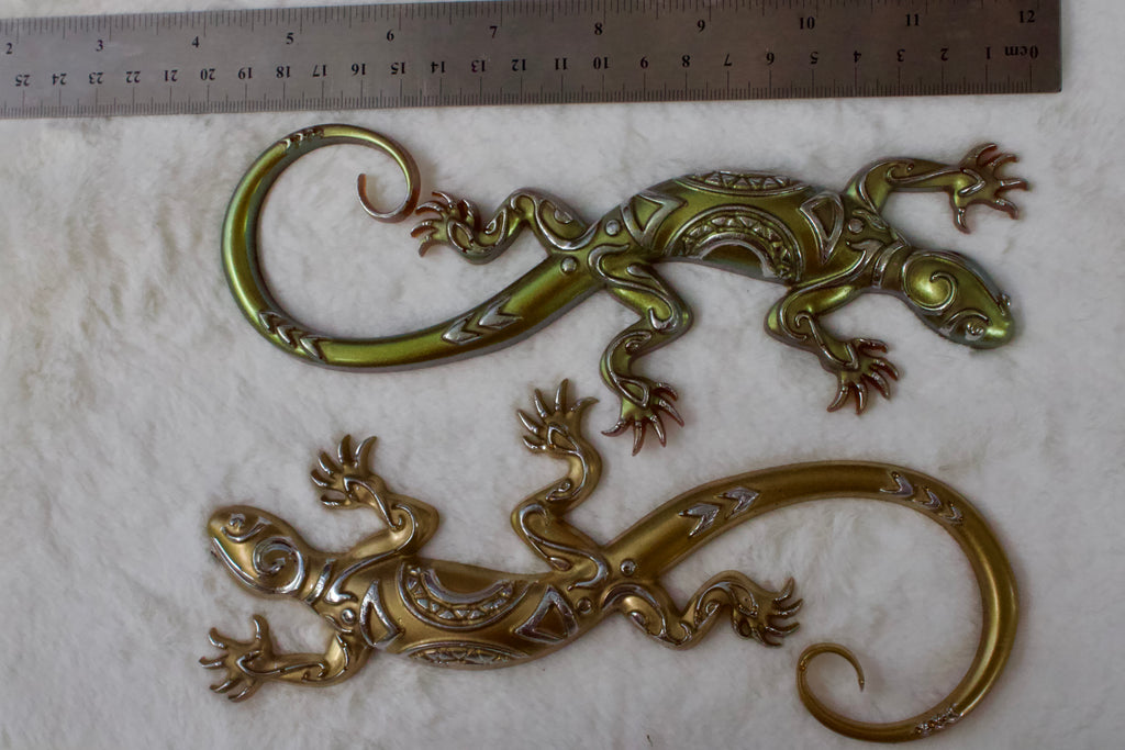 Gold and Bonze Tribal Resin Gecko Magnet — Handcrafted
