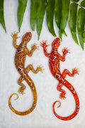 Fire Couple Mandala Resin Gecko — Handcrafted Magnet