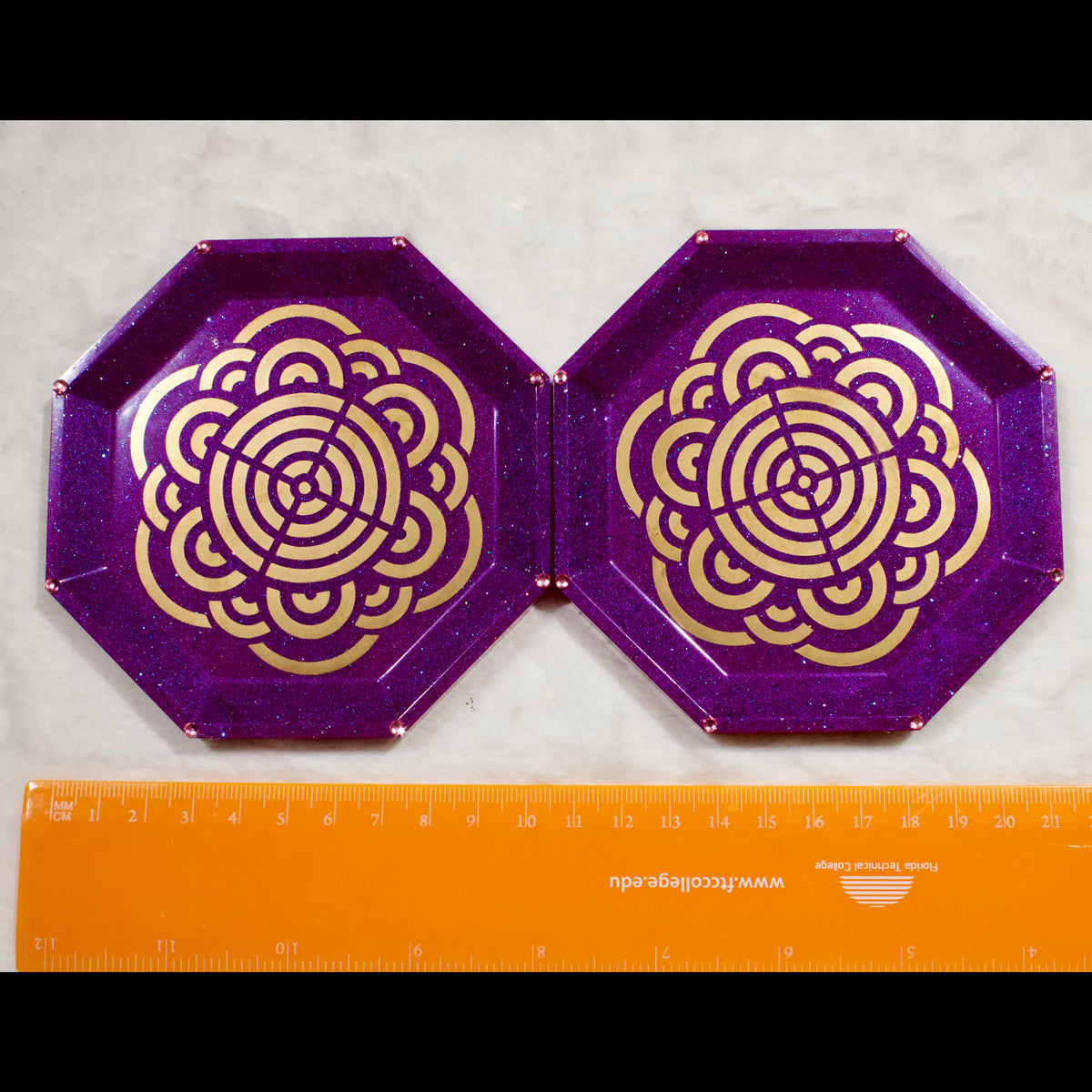 Purple Gold Mandala Resin Coasters – Set of 4