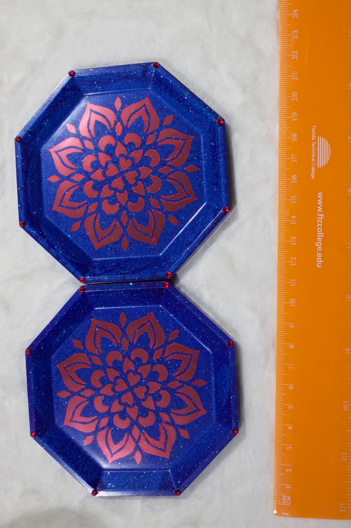 Blue Mandala Resin Coasters – Set of 4