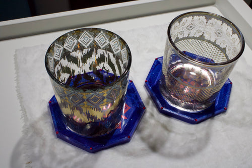 Blue Mandala Resin Coasters – Set of 4