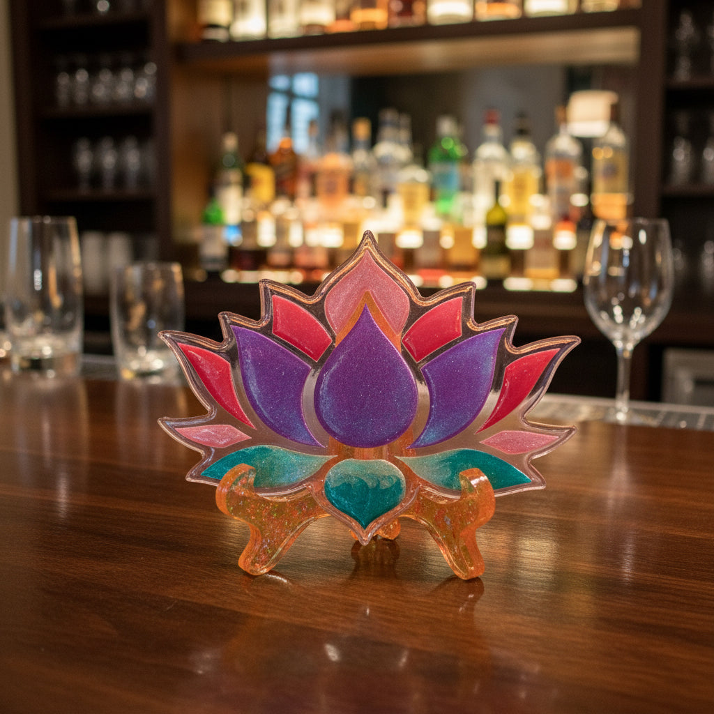 Unique Handmade Purple Lotus Flower Resin Coaster