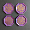 Purple Gold Mandala Resin Coasters – Set of 4