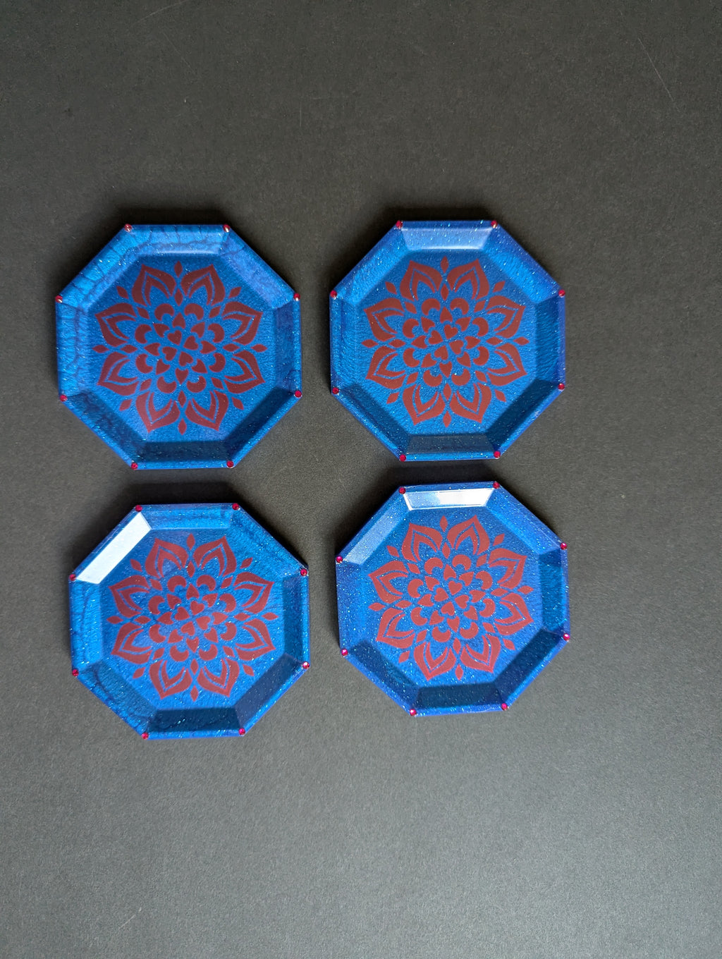 Blue Mandala Resin Coasters – Set of 4