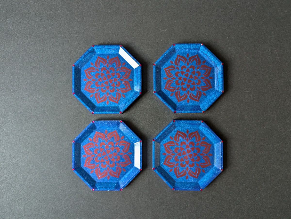 Blue Mandala Resin Coasters – Set of 4