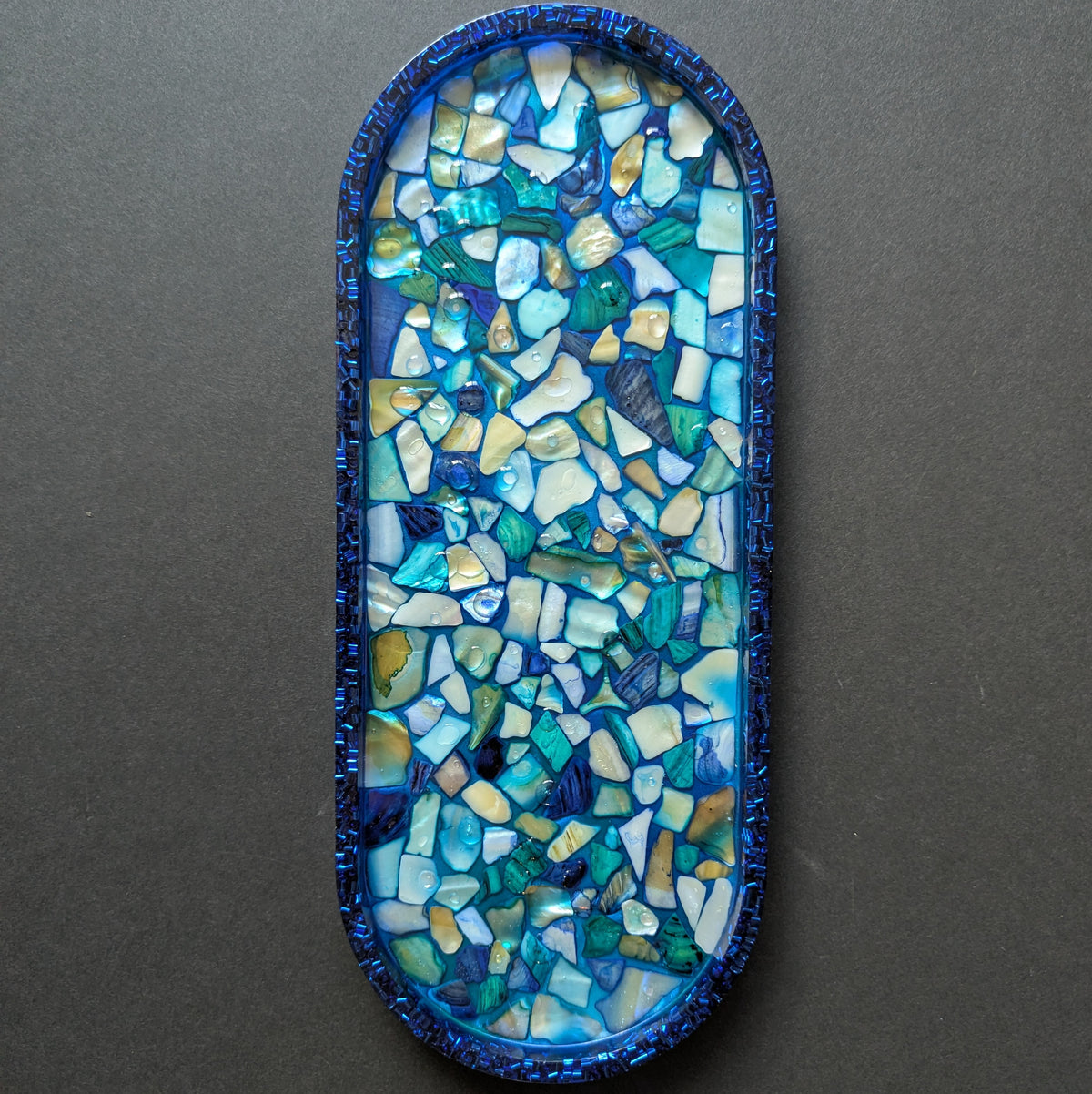 Ocean Mosaic Resin Art Tray — Unique Handmade tray