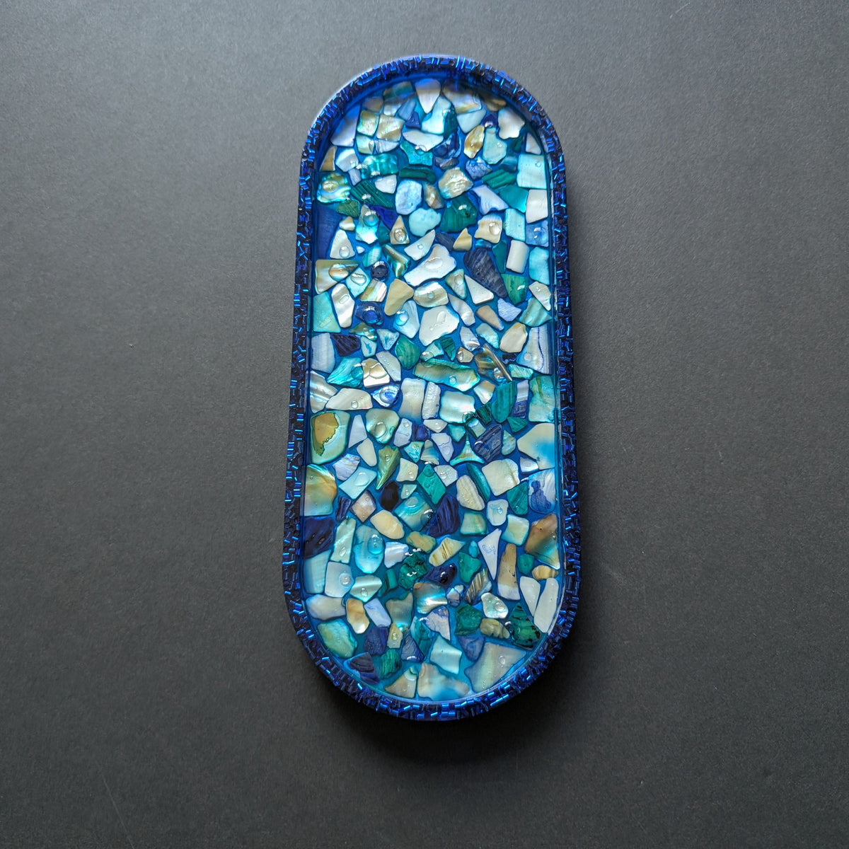 Ocean Mosaic Resin Art Tray — Unique Handmade tray