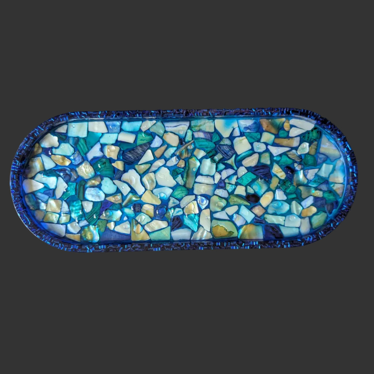 Ocean Mosaic Resin Art Tray — Unique Handmade tray