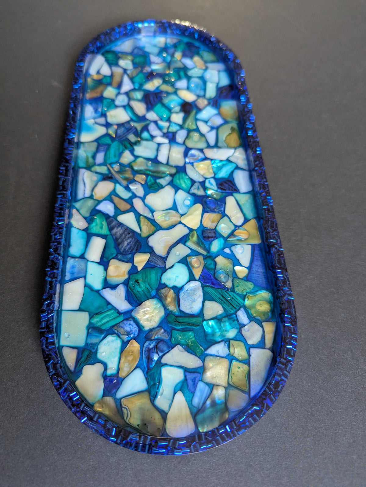 Ocean Mosaic Resin Art Tray — Unique Handmade tray