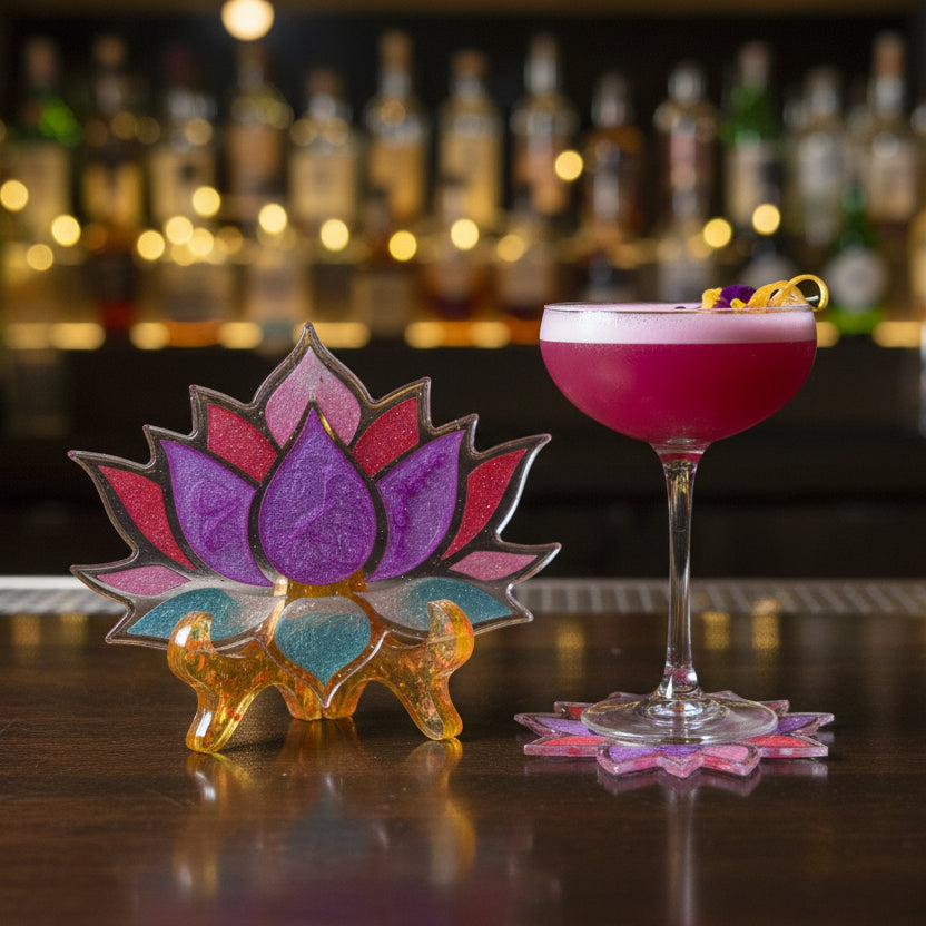 Unique Handmade Purple Lotus Flower Resin Coaster