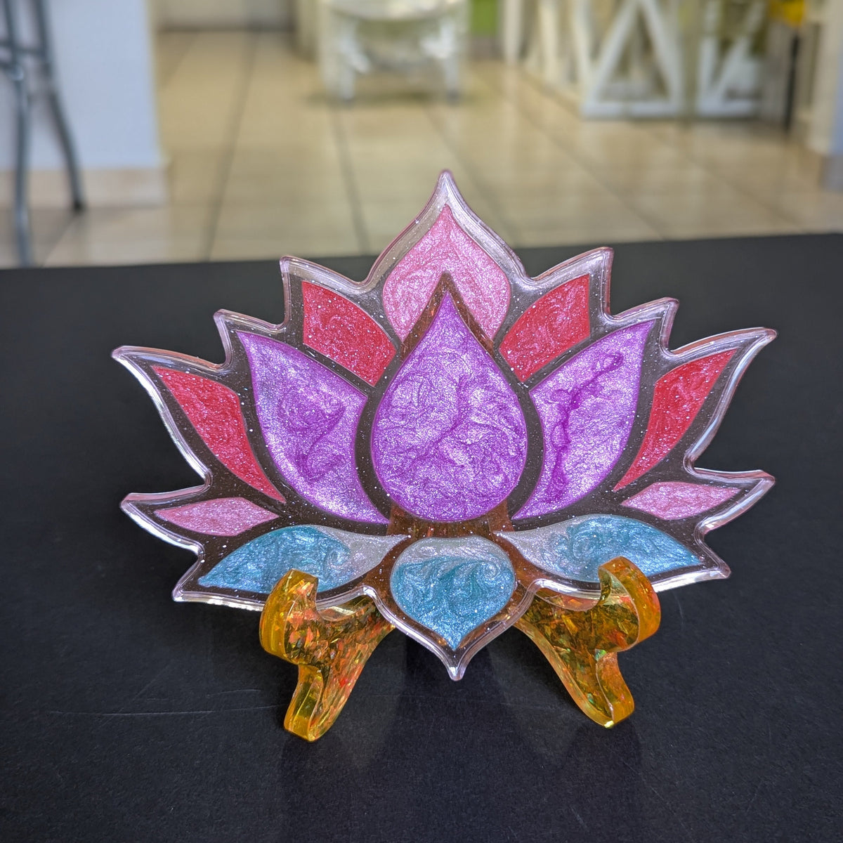 Unique Handmade Purple Lotus Flower Resin Coaster