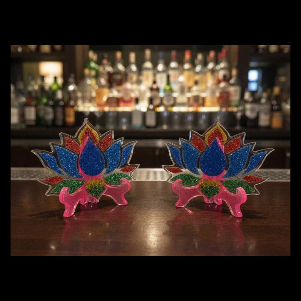 Unique Handmade Glitter Lotus Flower Resin Coaster