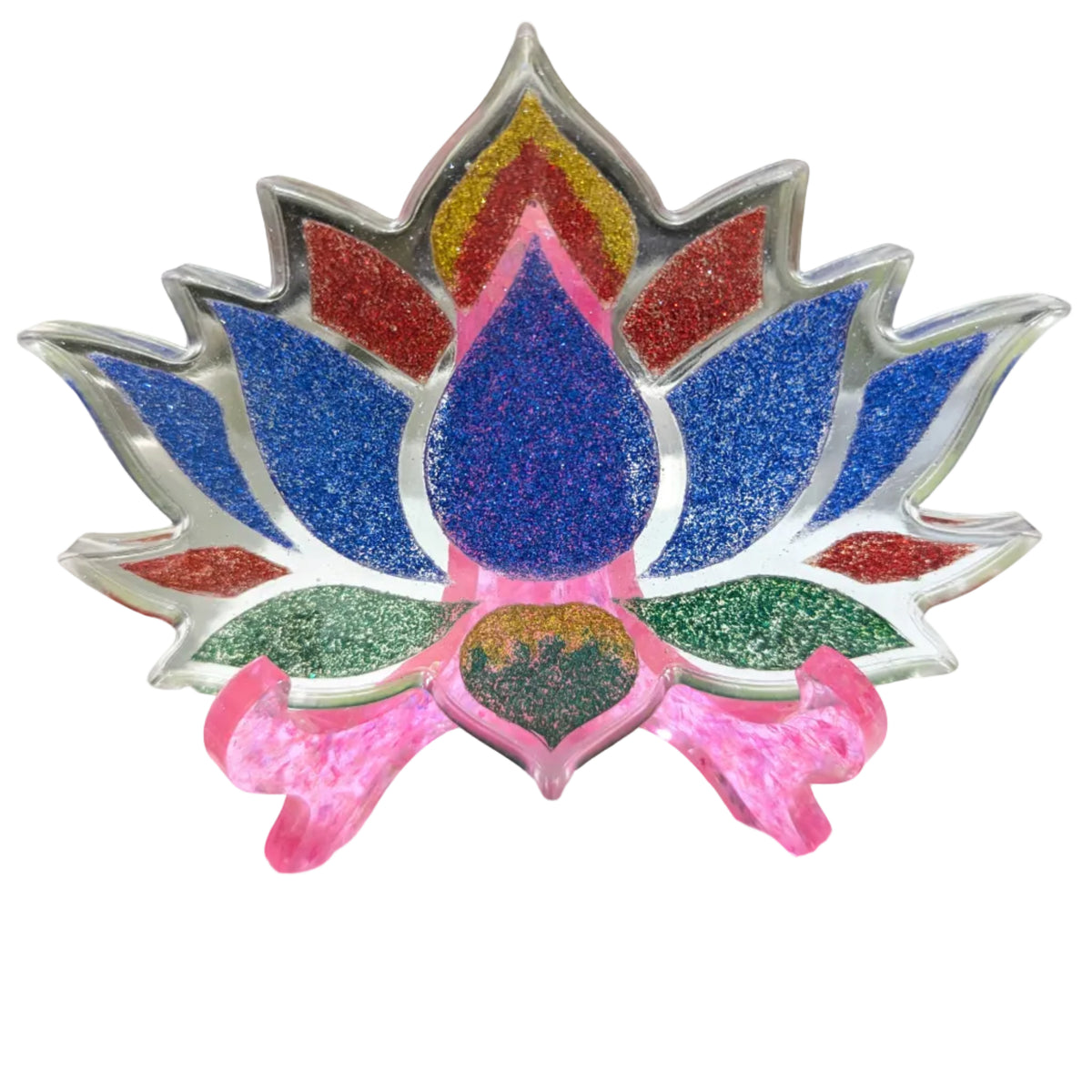 Unique Handmade Glitter Lotus Flower Resin Coaster