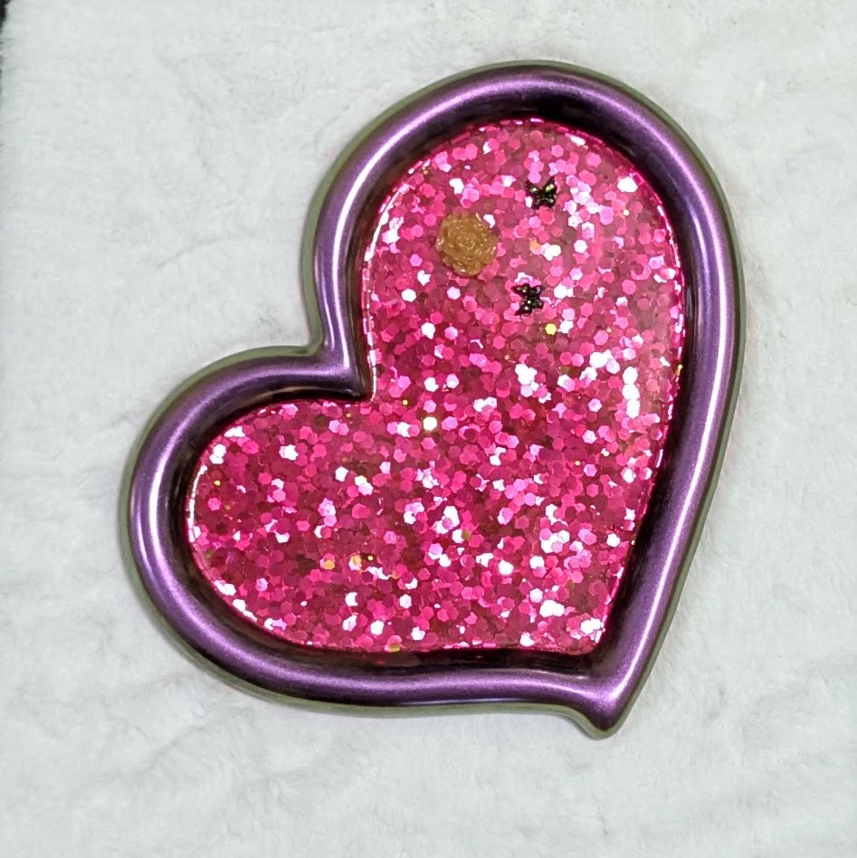 Pink Glitter Heart Resin Tray — Handcrafted Jewelry & Trinket Organizer