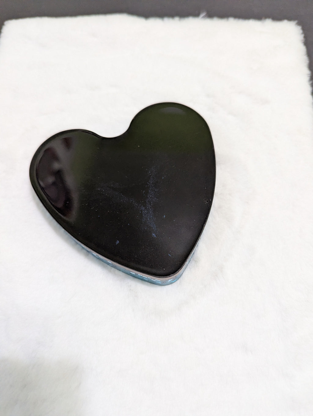 Ocean Blue Glitter Rose Heart Resin Tray — Handcrafted Jewelry Organizer