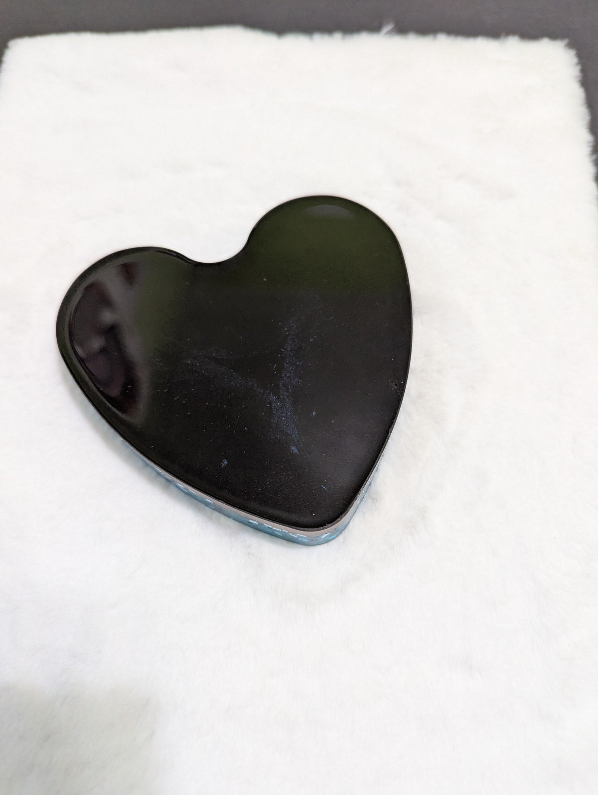Ocean Blue Glitter Rose Heart Resin Tray — Handcrafted Jewelry Organizer