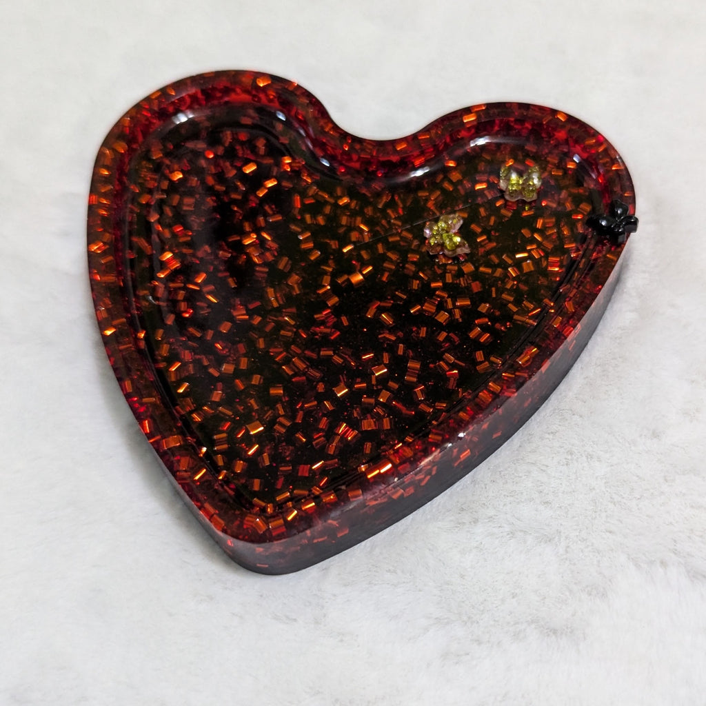 Red Glitter Heart Resin Tray — Unique Handmade Resin Tray