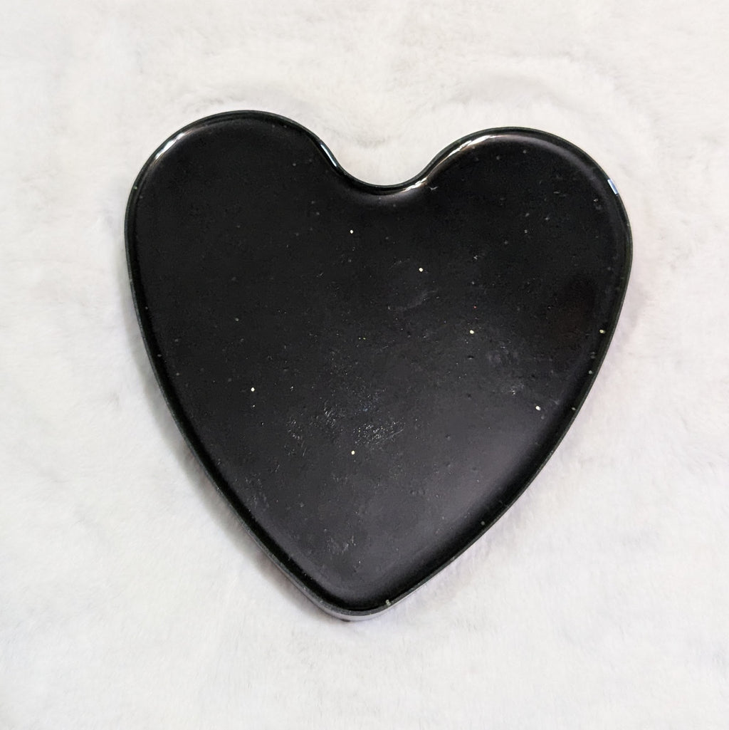 Midnight Galaxy Rose Heart Resin Tray — Handcrafted Jewelry Organizer