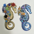 Unique Floral Seahorse Couple — Handmade Resin Magnet