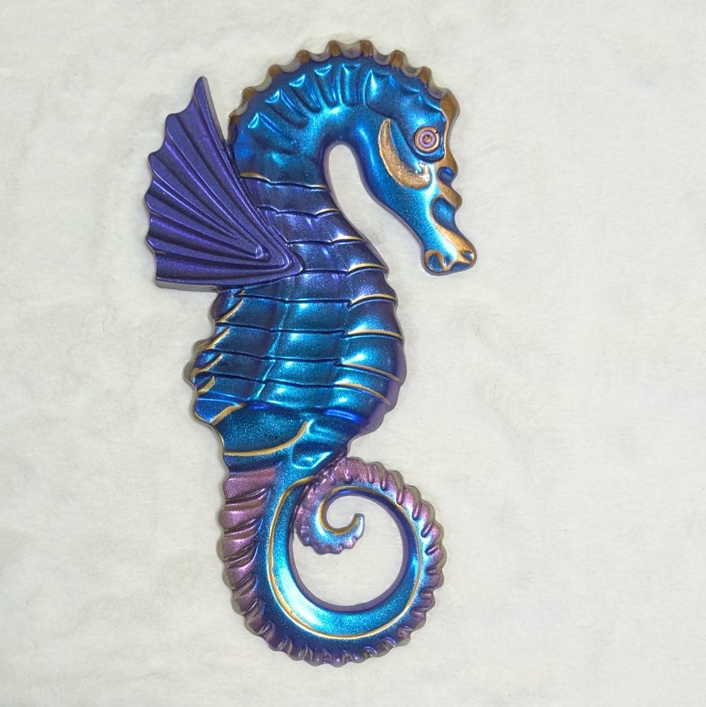 Unique Floral Resin Seahorse — Handmade Magnet Resin Art