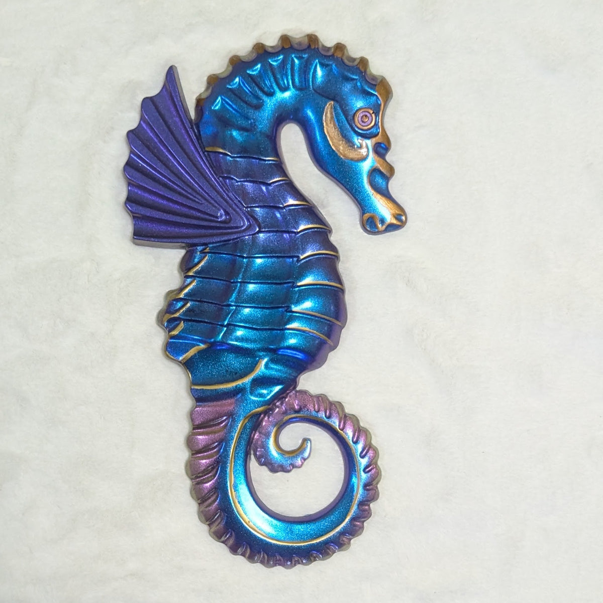 Unique Floral Resin Seahorse — Handmade Magnet Resin Art