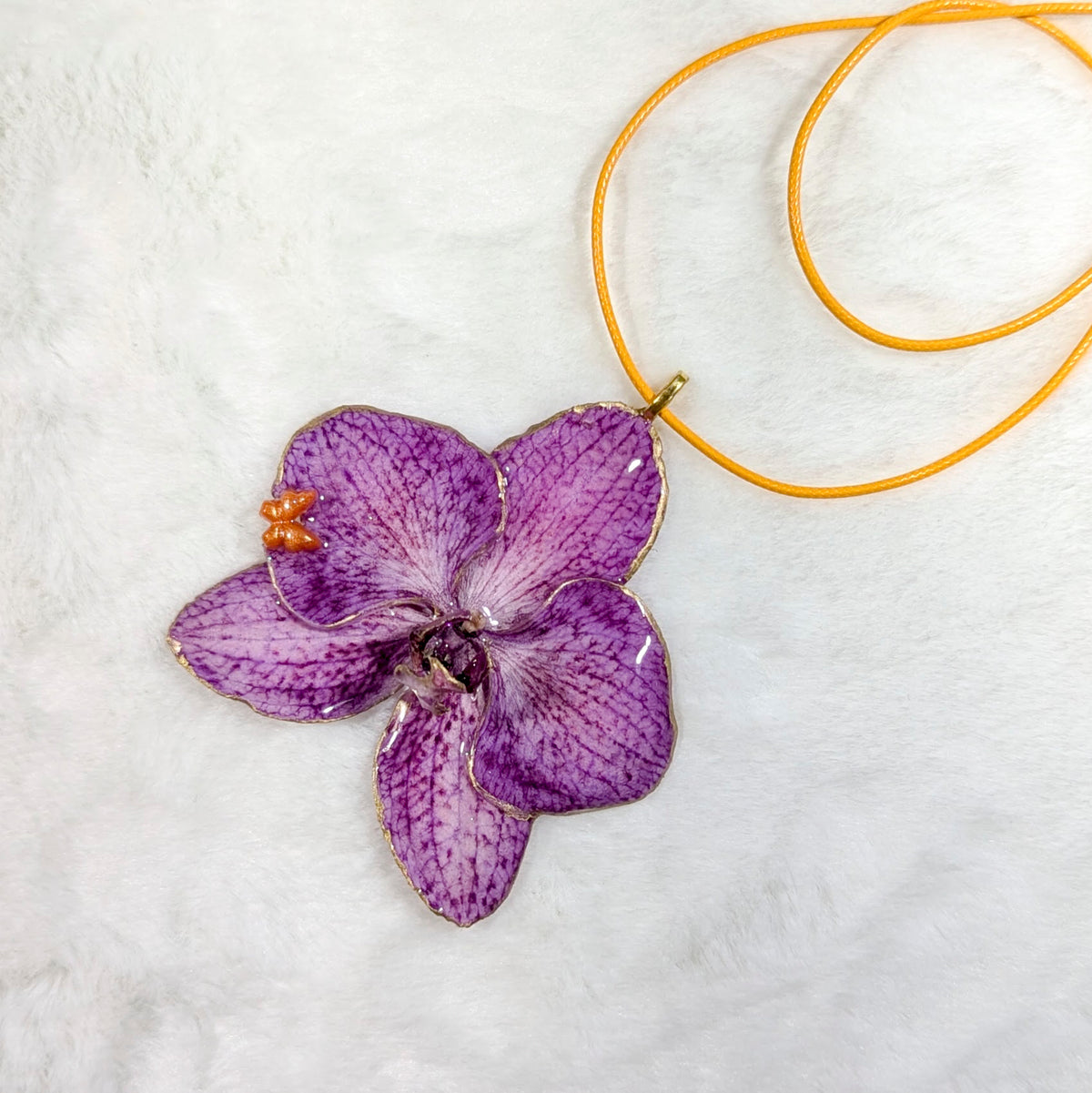 Butterfly Purple Orchid Resin – Real Preserved Flower Pendant